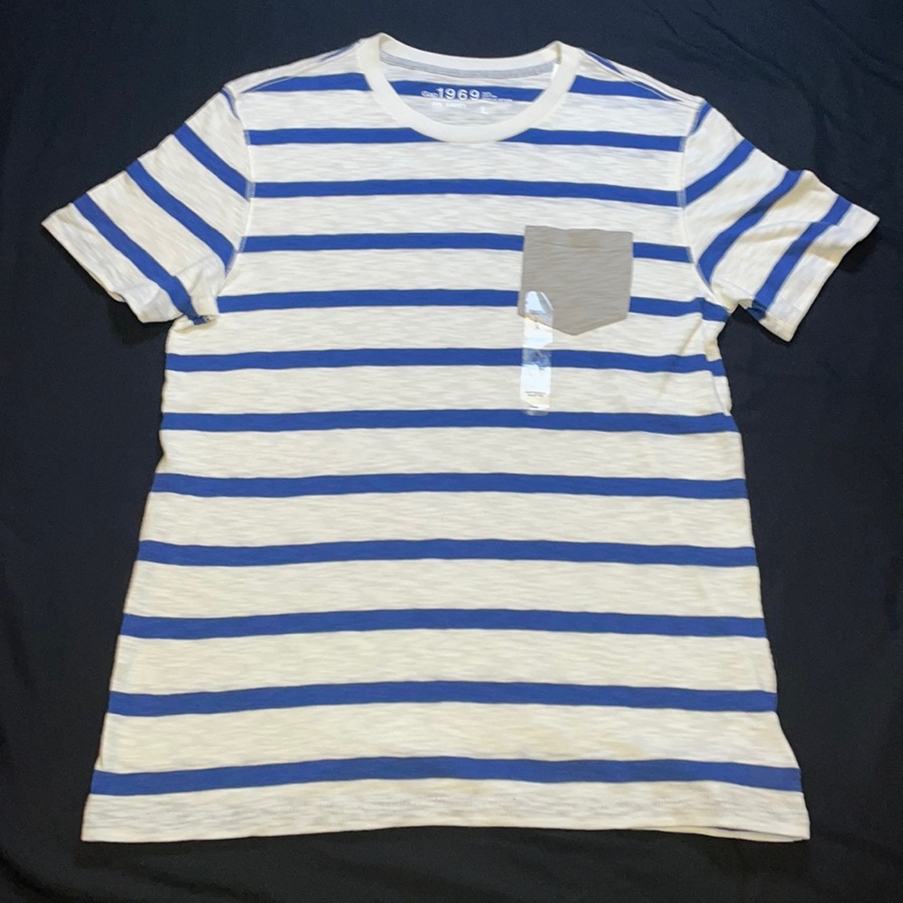 Gap Men's Striped Short Sleeved Pocket T-shirt Suze Large NWT